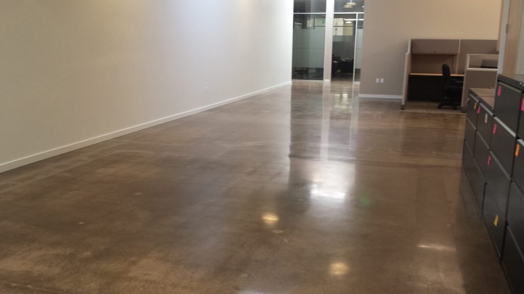 Gleaming polished concrete floor in a modern commercial office space in the North Bay California area